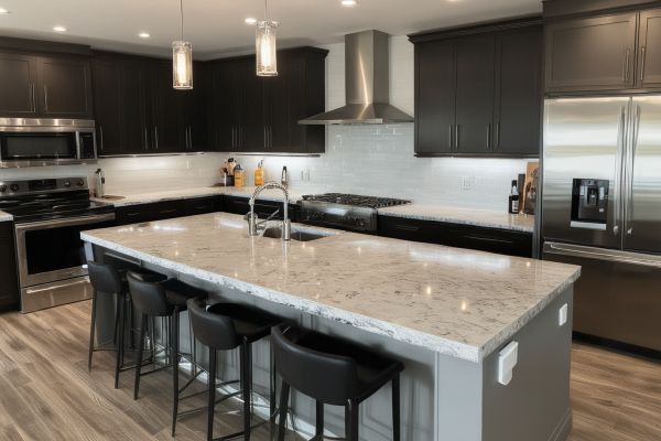 Beautiful modern kitchen designed and installed by Larsco Enterprises in Nebraska home