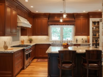 Cozy traditional kitchen with warm colors and custom millwork